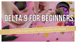 A person rolling a cannabis joint with Delta 9 products, surrounded by hemp leaves and accessories, highlighting a beginner's guide in Texas.