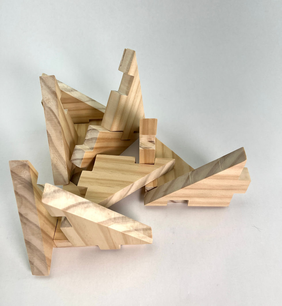 Uniform wooden structures for a 3D Studio introductory course. Focus on consistency and structural form.