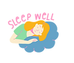 graphic of woman sleeping reading "sleep well"