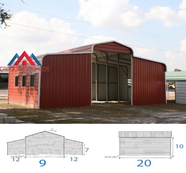 Carportsnshed Com 33x20x10 Red Horse Barn