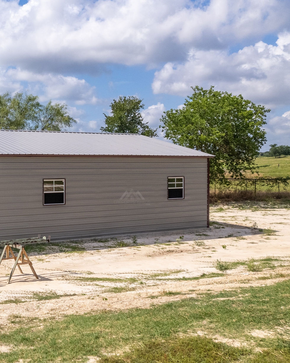 22x30x8 Metal Garage with Attached Carport with windows