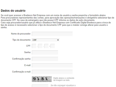 Integração bancária automática com Bradesco: criar usuário sem token