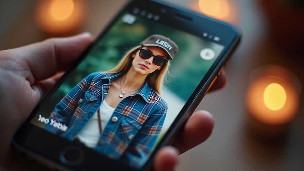 Close-up view of a digital device showing trending fashion content on TikTok