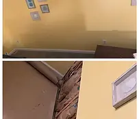 Walls)	Basement drywall installation featuring a sharp, professionally finished outer corner.