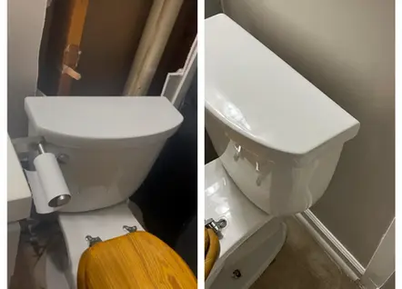 "Modern toilet installation and bathroom plumbing services provided by Wesley's Workers in Lawrenceville, GA."