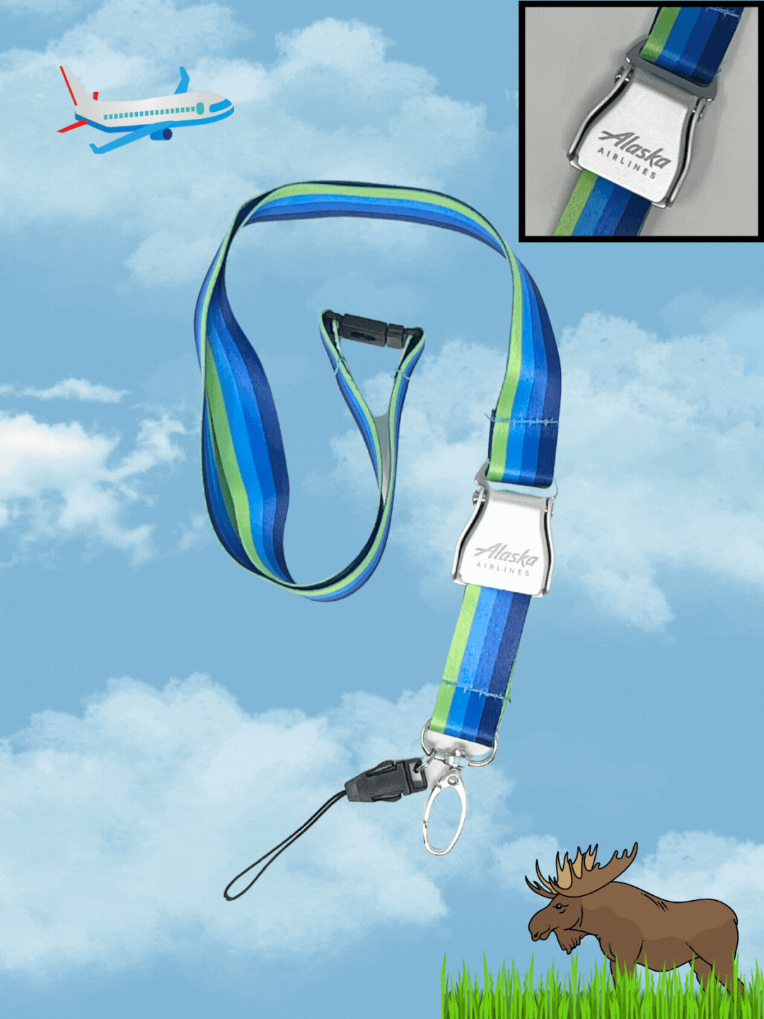 Seatbelt Buckle Lanyard Alaska Airlines Buckle