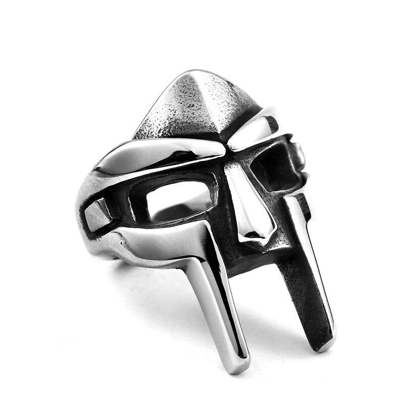 Miniature : NEW Exaggerated Warrior Skull Mask Ring Fashion Men Domineering Ring