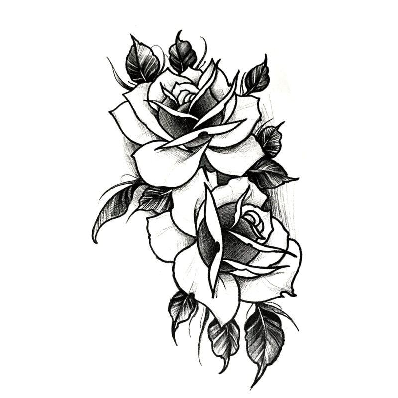 Miniature : 1pcs Temporary Tattoo Stickers Men Women Flower Rose Moon Butterfly Water