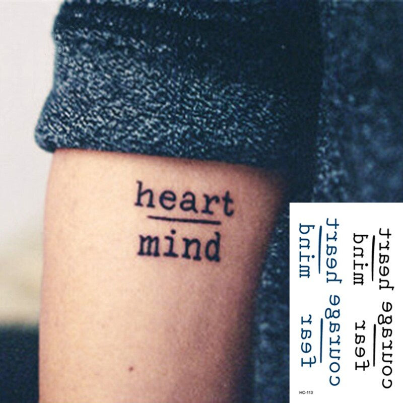 Miniature : Waterproof Temporary Tattoo Sticker Black Devil Doesn't Sleep English Letters