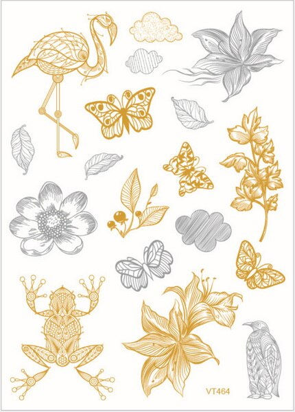 Miniature : Team Bride Tribe Flash Temporary Tattoo Gold Silver Metallic Arrow Love