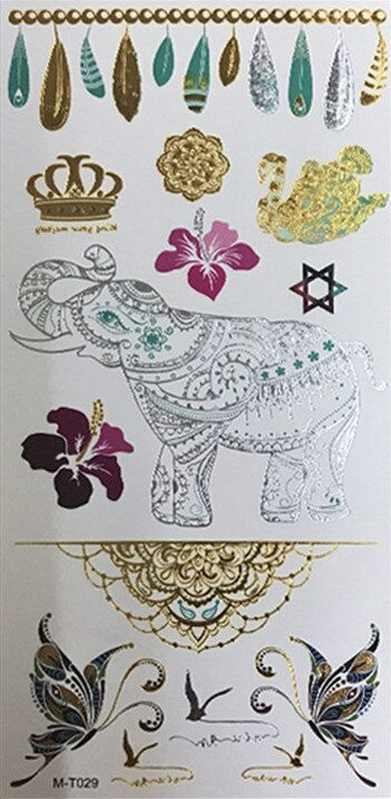 Miniature : Flash Boho Metallic Gold Feathers Shimmering Waterproof Temporary Tattoo