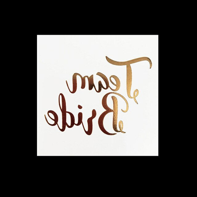 Miniature : 1Pcs Bachelorette Party Team Bride Squad Temporary Tattoo Hen Night Golden