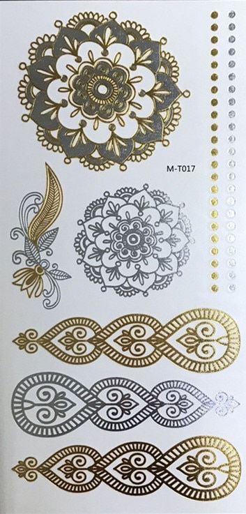 Miniature : Flash Boho Metallic Gold Feathers Shimmering Waterproof Temporary Tattoo