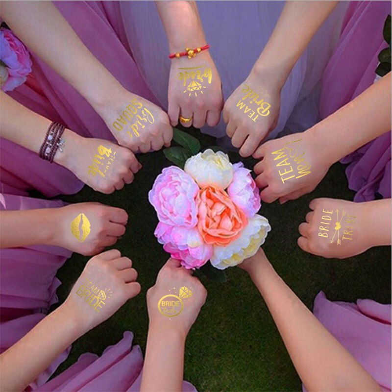 Miniature : 10pc Bridal Team Bridesmaid Team Temporary Tattoo Bachelor Bride Party Sticker