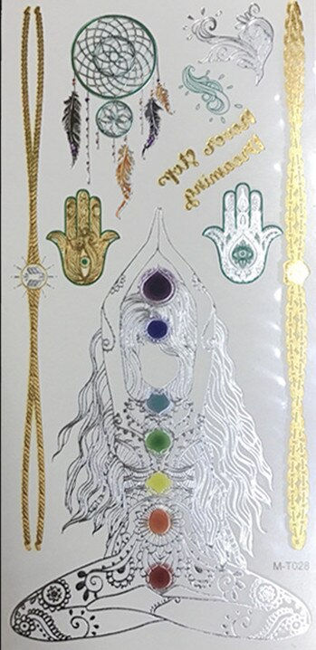 Miniature : Flash Boho Metallic Gold Feathers Shimmering Waterproof Temporary Tattoo