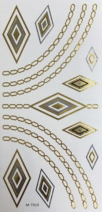 Miniature : Flash Boho Metallic Gold Feathers Shimmering Waterproof Temporary Tattoo