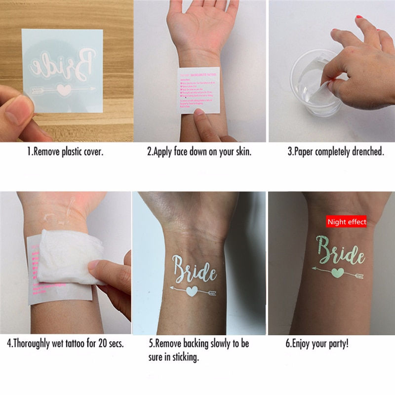 Miniature : Wedding Decor 6Pcs Noctilucent Bride to Be Temporary Tattoo Bachelorette Party