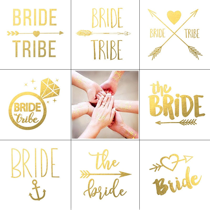 Miniature : 10pc Bridal Team Bridesmaid Team Temporary Tattoo Bachelor Bride Party Sticker