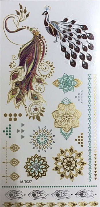 Miniature : Flash Boho Metallic Gold Feathers Shimmering Waterproof Temporary Tattoo
