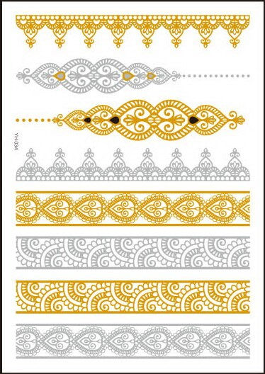Miniature : Team Bride Tribe Flash Temporary Tattoo Gold Silver Metallic Arrow Love