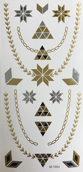 Miniature : Flash Boho Metallic Gold Feathers Shimmering Waterproof Temporary Tattoo