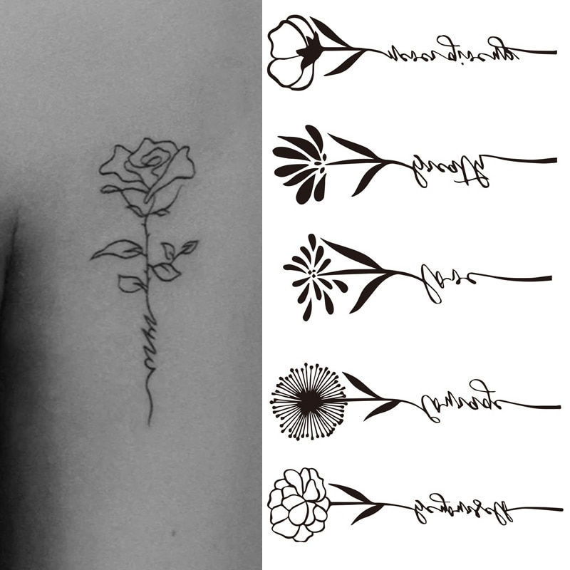 Miniature : 1pcs Temporary Tattoo Stickers Men Women Flower Rose Moon Butterfly Water