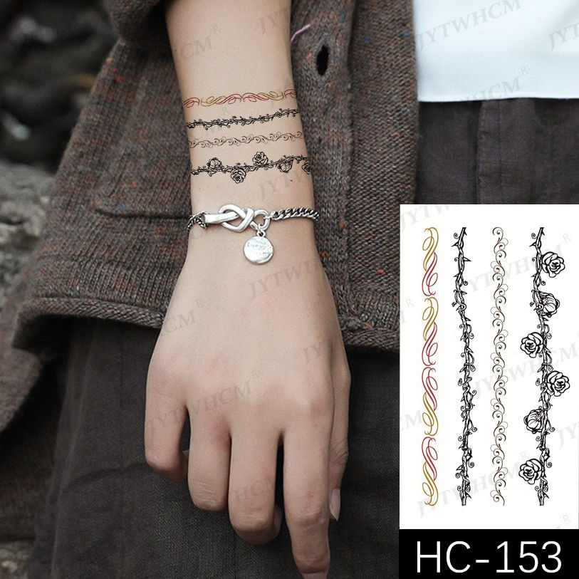 Miniature : Waterproof Temporary Tattoo Sticker Female Body Makeup Flame Finger Tattoos Men