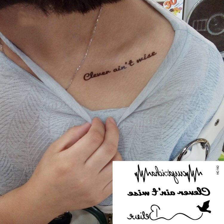 Miniature : Waterproof Temporary Tattoo Sticker Black Devil Doesn't Sleep English Letters