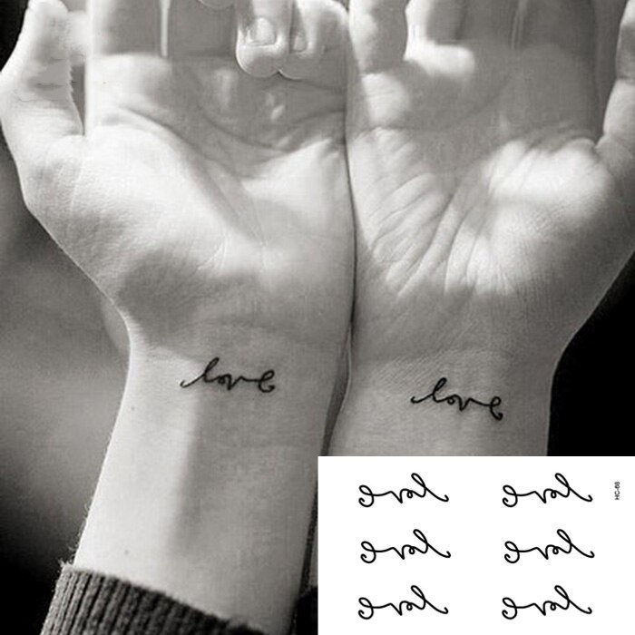 Miniature : Waterproof Temporary Tattoo Sticker Black Devil Doesn't Sleep English Letters