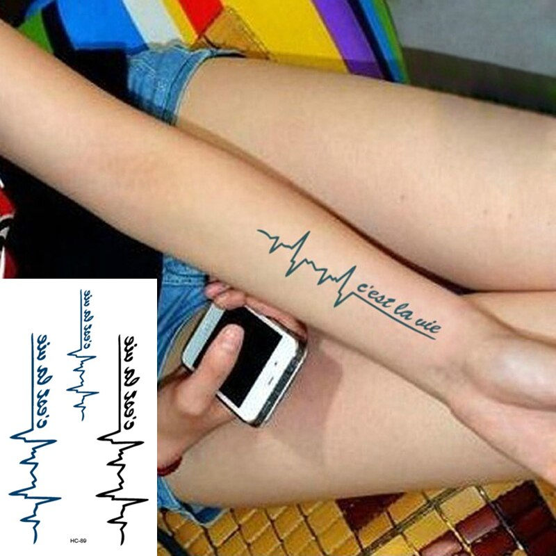 Miniature : Waterproof Temporary Tattoo Sticker Black Devil Doesn't Sleep English Letters