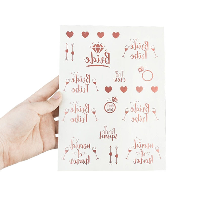Miniature : 1/3pcs Rose Gold Bridesmaid Team Temporary Tattoo for Marriage Bachelor Bridal