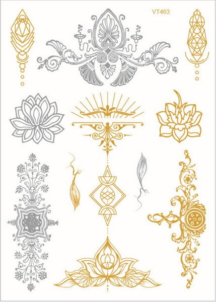 Miniature : Team Bride Tribe Flash Temporary Tattoo Gold Silver Metallic Arrow Love