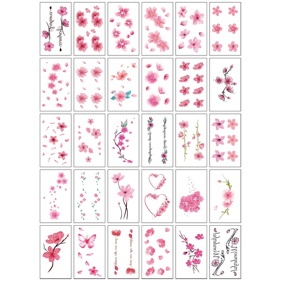 Miniature : Women Men Kids Waterproof Black Stickers Flowers Letters Tattoo Child