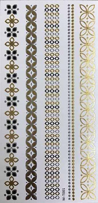 Miniature : Flash Boho Metallic Gold Feathers Shimmering Waterproof Temporary Tattoo