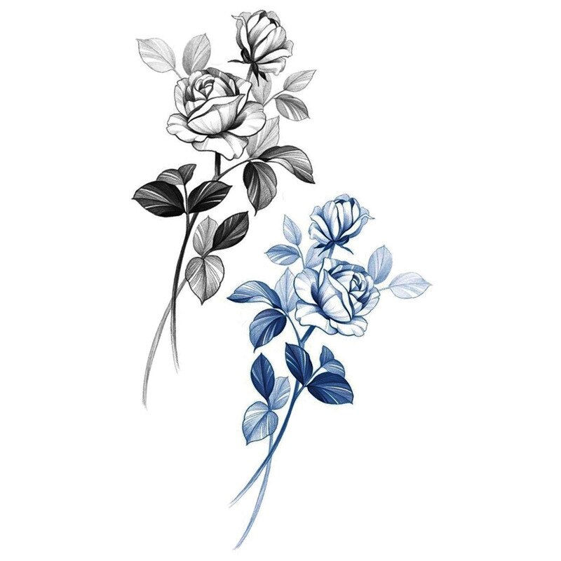 Miniature : 1pcs Temporary Tattoo Stickers Men Women Flower Rose Moon Butterfly Water