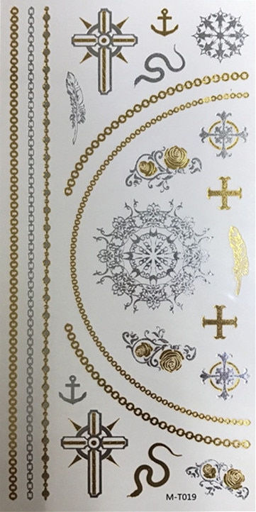 Miniature : Flash Boho Metallic Gold Feathers Shimmering Waterproof Temporary Tattoo