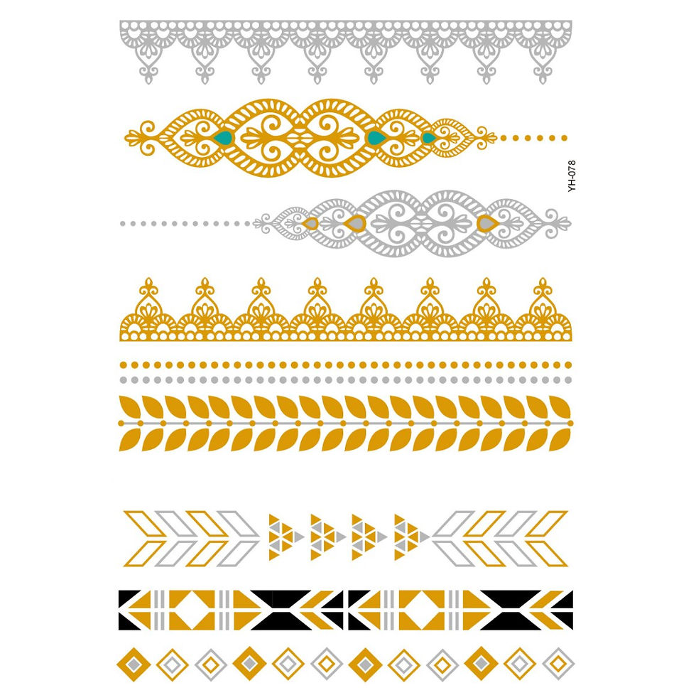 Miniature : Body Bronzing Tattoo Sticker Metal Tatouage Temporaire Femme 210*148mm Gold