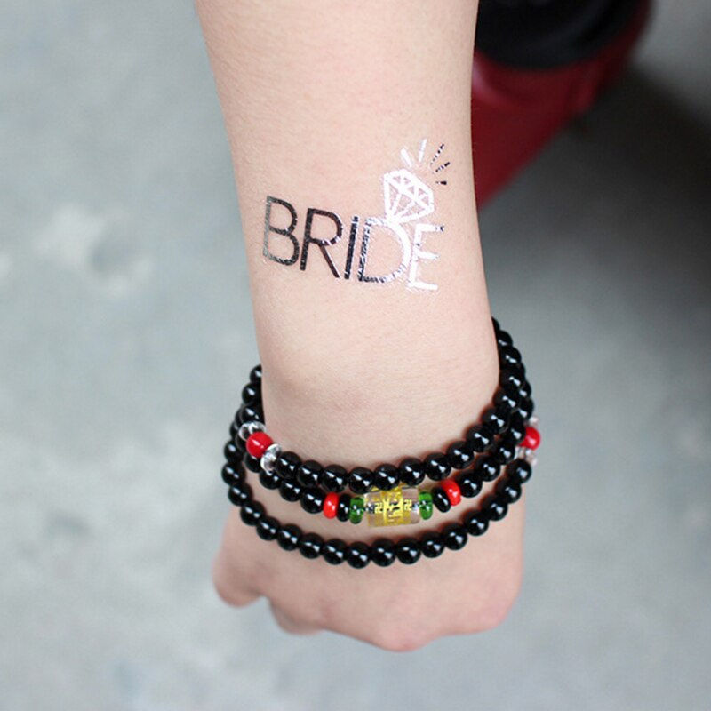 Miniature : Team Bride Tribe Flash Temporary Tattoo Gold Silver Metallic Arrow Love