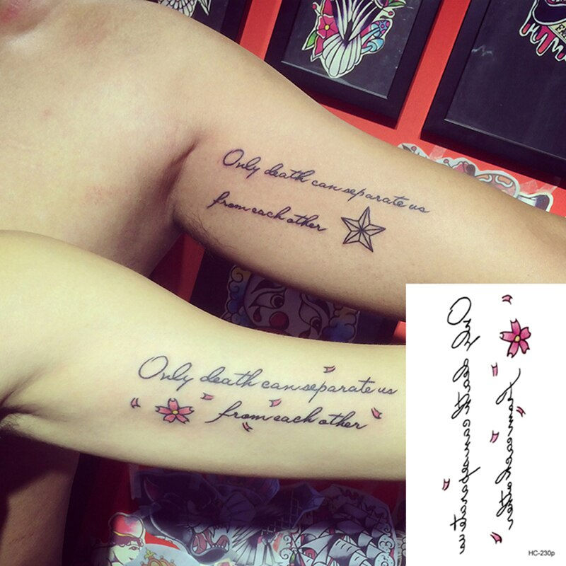 Miniature : Waterproof Temporary Tattoo Sticker Black Devil Doesn't Sleep English Letters