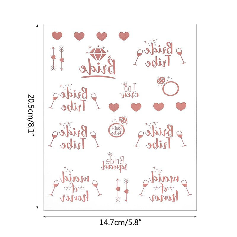 Miniature : 1/3pcs Rose Gold Bridesmaid Team Temporary Tattoo for Marriage Bachelor Bridal