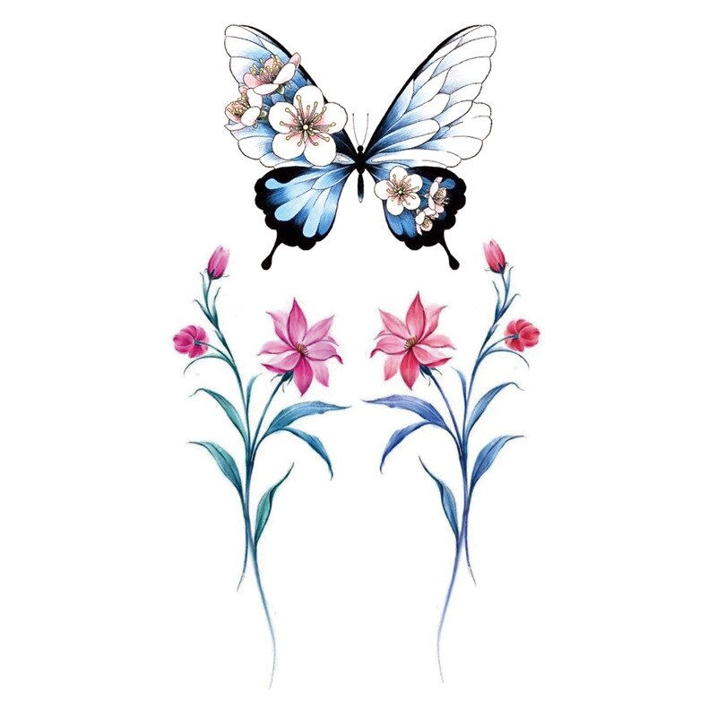 Miniature : 1pcs Temporary Tattoo Stickers Men Women Flower Rose Moon Butterfly Water