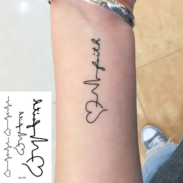 Miniature : Waterproof Temporary Tattoo Sticker Black Devil Doesn't Sleep English Letters