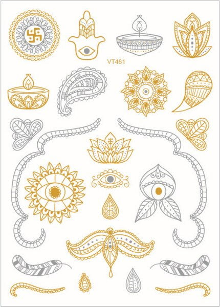 Miniature : Team Bride Tribe Flash Temporary Tattoo Gold Silver Metallic Arrow Love