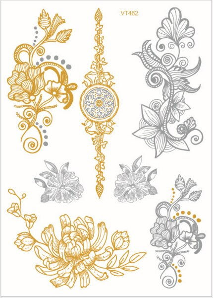 Miniature : Team Bride Tribe Flash Temporary Tattoo Gold Silver Metallic Arrow Love