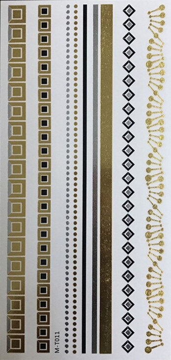 Miniature : Flash Boho Metallic Gold Feathers Shimmering Waterproof Temporary Tattoo