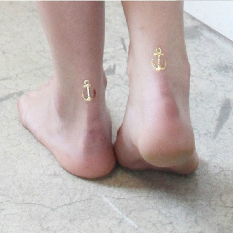 Miniature : Flash Boho Metallic Gold Feathers Shimmering Waterproof Temporary Tattoo