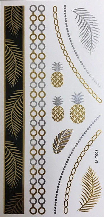 Miniature : Flash Boho Metallic Gold Feathers Shimmering Waterproof Temporary Tattoo