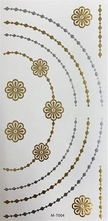 Miniature : Flash Boho Metallic Gold Feathers Shimmering Waterproof Temporary Tattoo