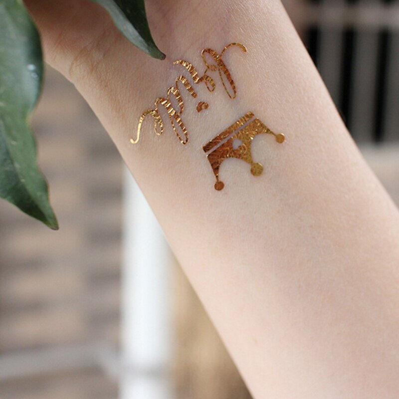 Miniature : Team Bride Tribe Flash Temporary Tattoo Gold Silver Metallic Arrow Love