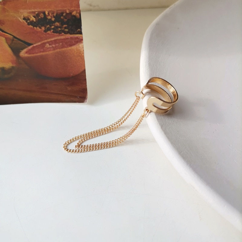Miniature : LATS Simple Fashion Punk Chain Ear Cuff for Women Gold Earcuff Without Piercing
